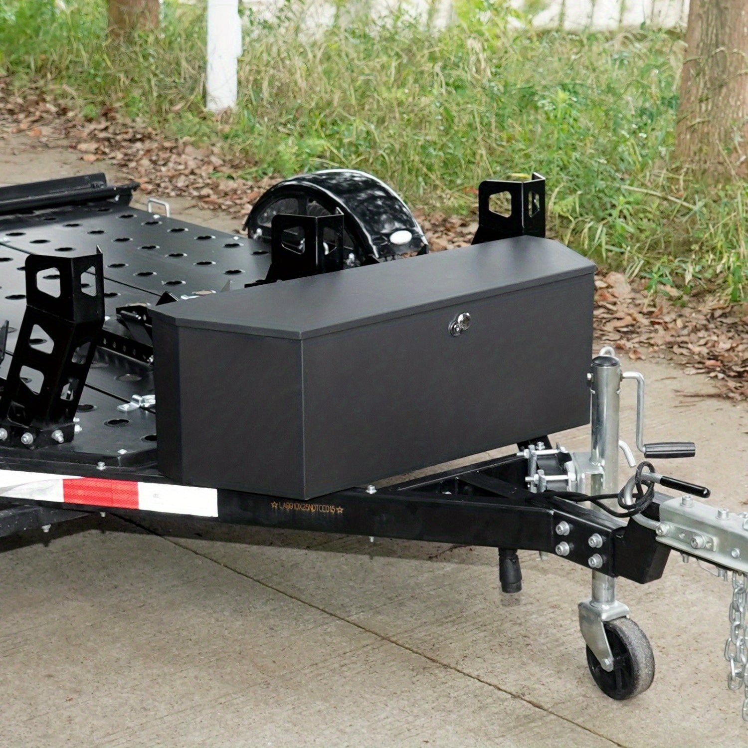 36" RV Trailer Tongue Box – Weatherproof Carbon Steel with Dual Locks & Gas Strut Lid