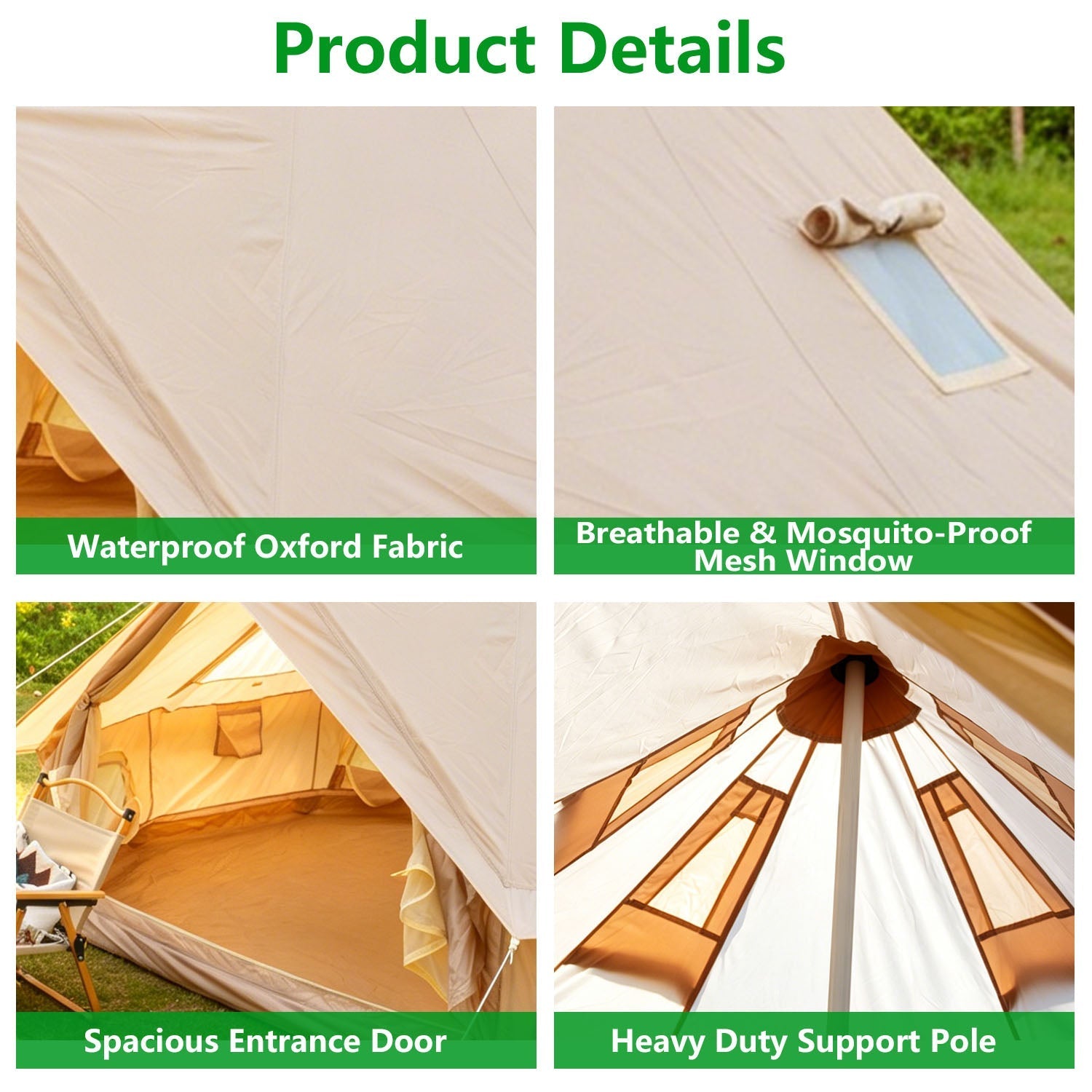 Oxford Bell Tent with Stove Jack – 4-Season Family Camping & Glamping Tent