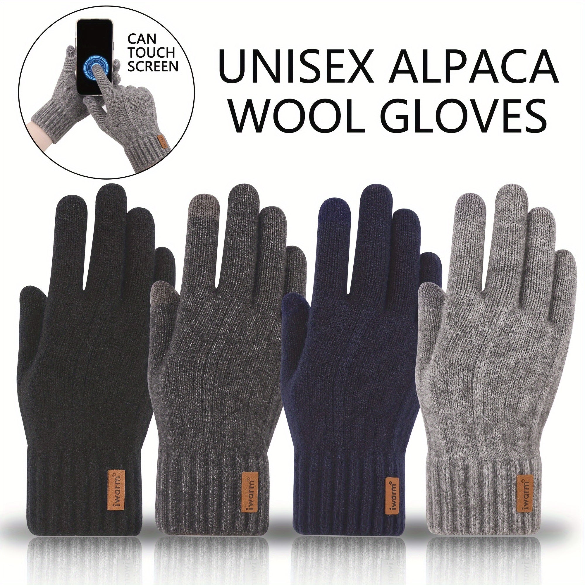 Unisex Alpaca Wool Touchscreen Gloves