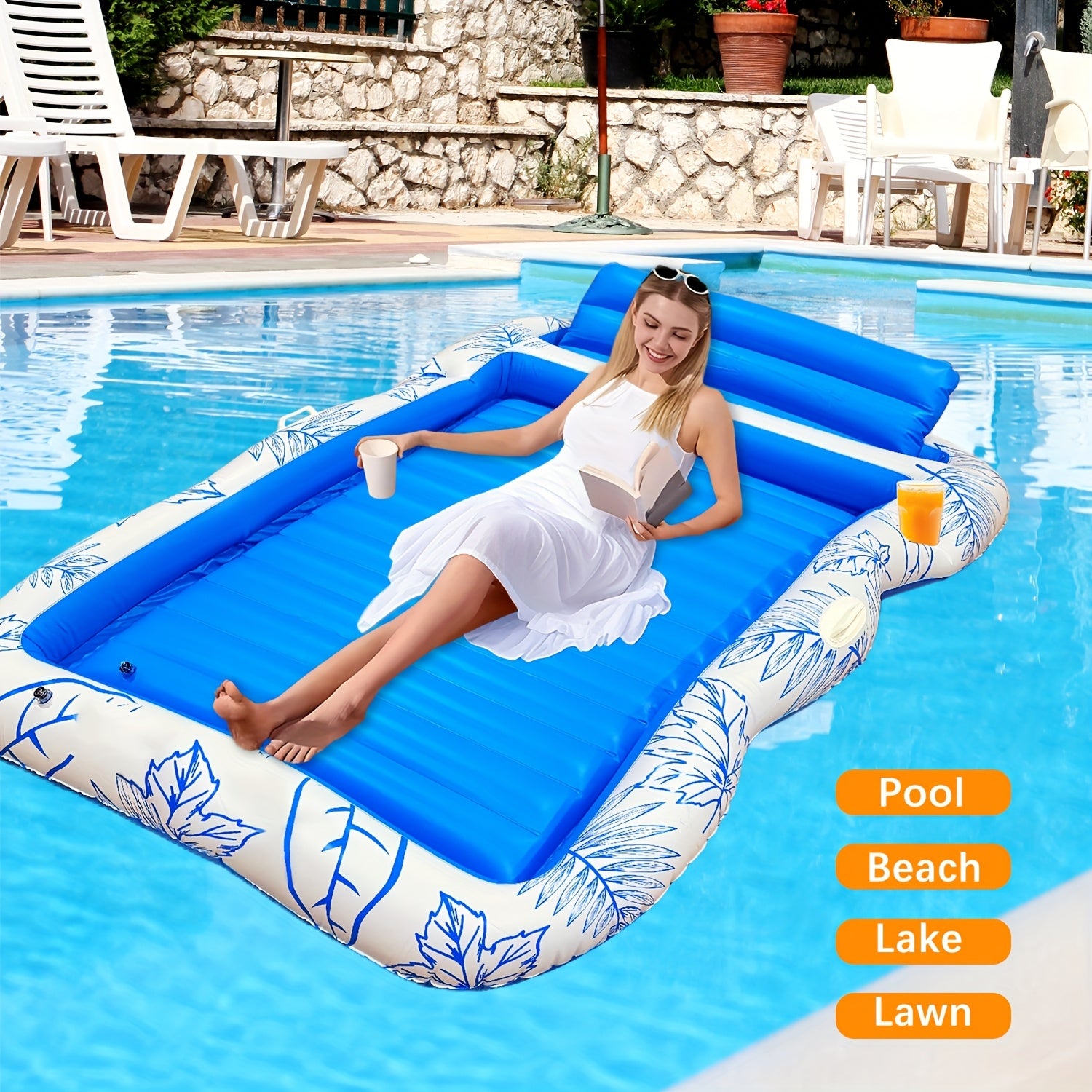 Inflatable Pool Floating Bed – Dual Use Water & Land Lounge Chair