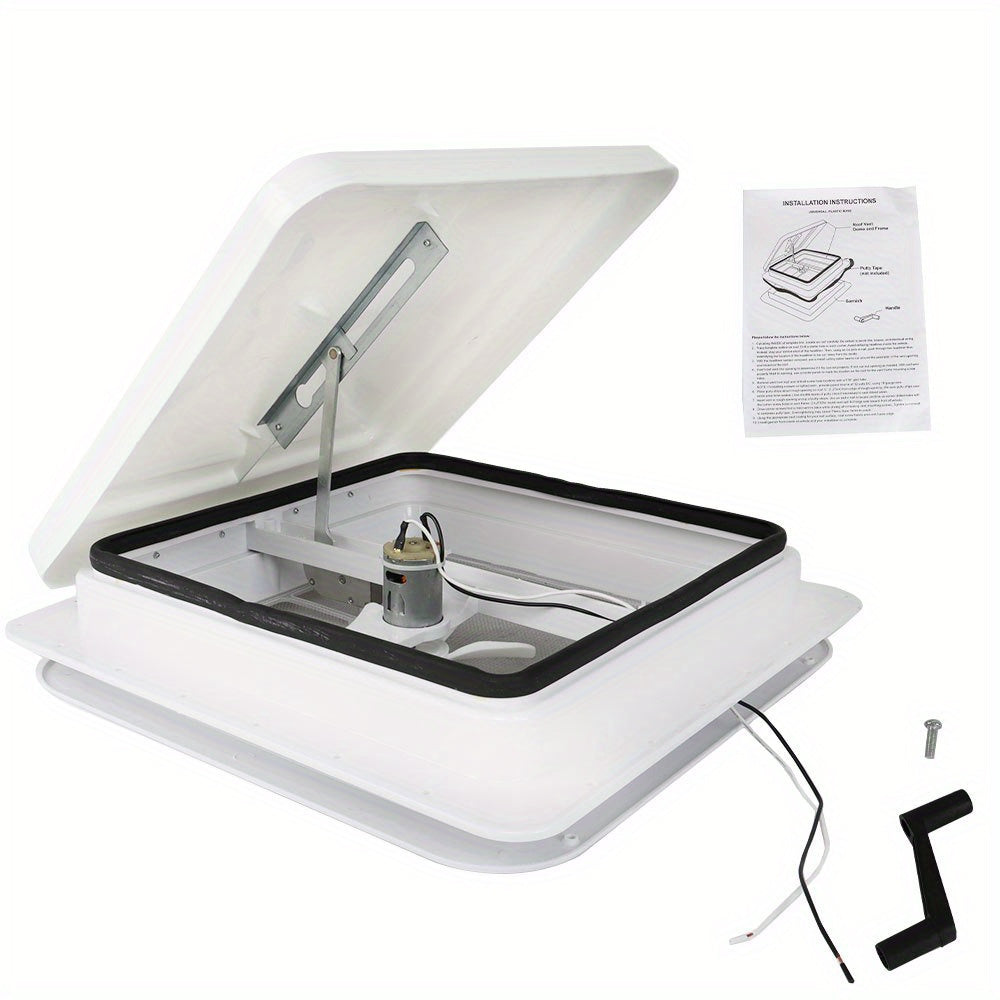 14" x 14" RV Roof Vent Fan Kit – 12V, 6" Blades, White