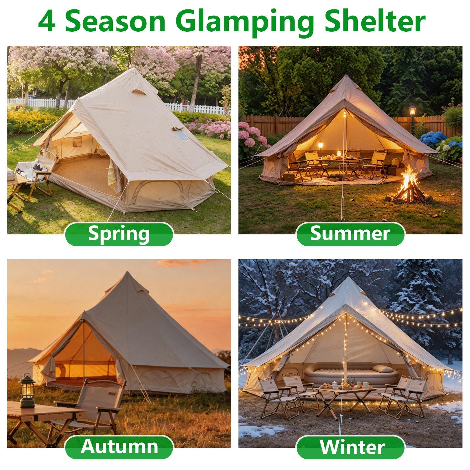 Oxford Bell Tent with Stove Jack – 4-Season Family Camping & Glamping Tent