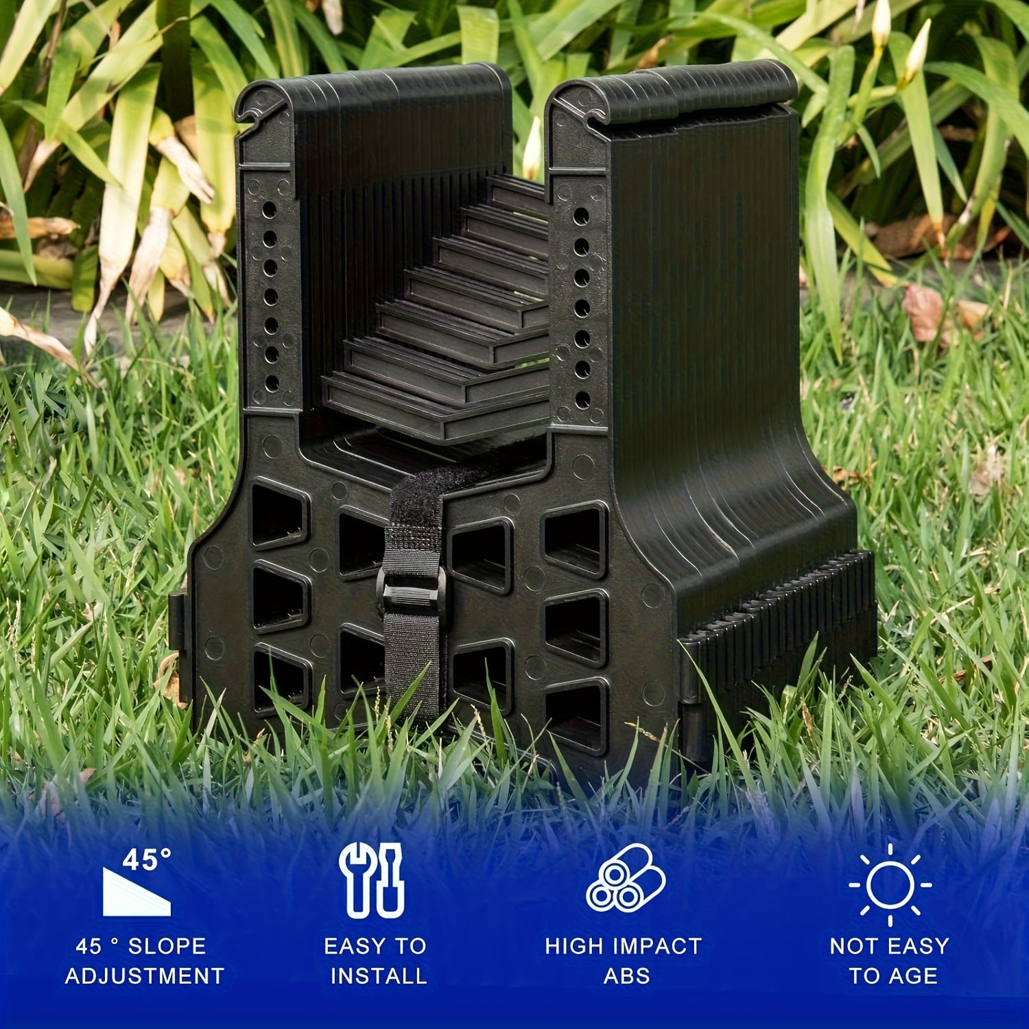 20FT RV Sewer Hose Support – Adjustable Height with Deep Cradles & Rubber Bands