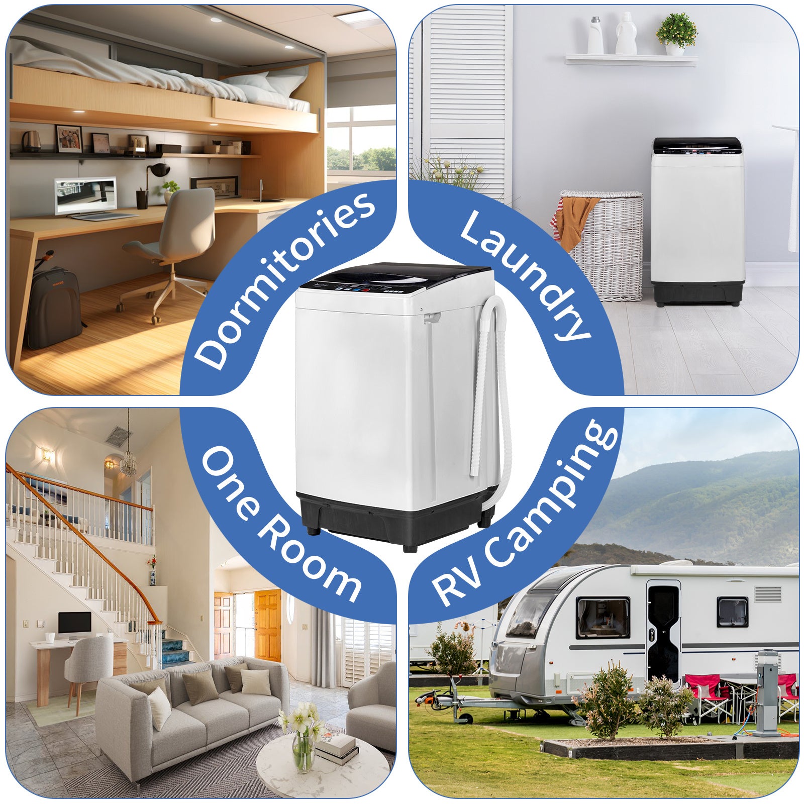 Full Automatic 17.6Lbs Top-Load Portable Washer & Dryer – 2-in-1