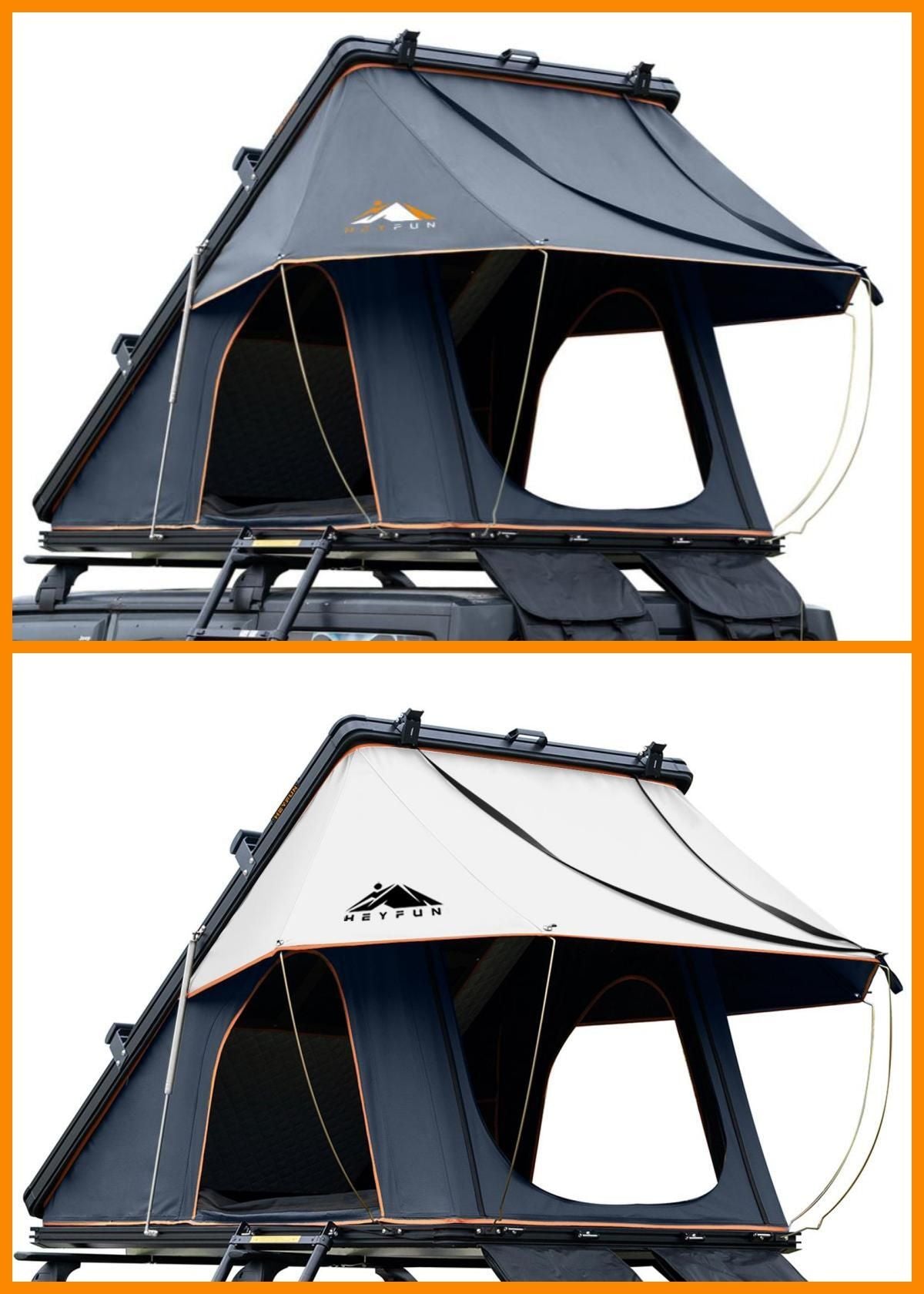 HEYFUN Adventurer Plus Hard Shell Roof Top Tent – 3-4 Person, 5-Second Setup, Side Awning & AC Outlet | 3 Colors