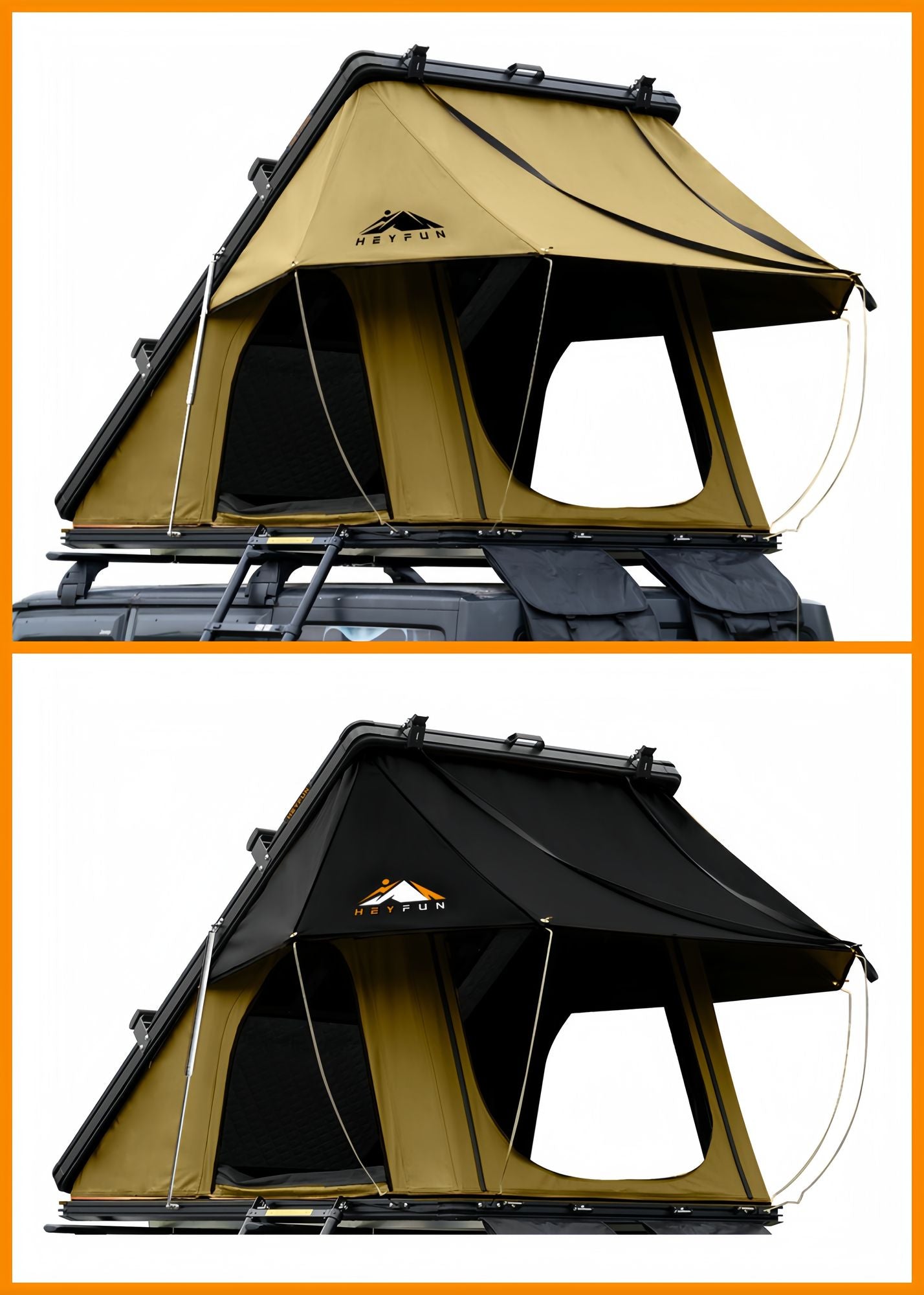 HEYFUN Adventurer Plus Hard Shell Roof Top Tent – 3-4 Person, 5-Second Setup, Side Awning & AC Outlet | 3 Colors