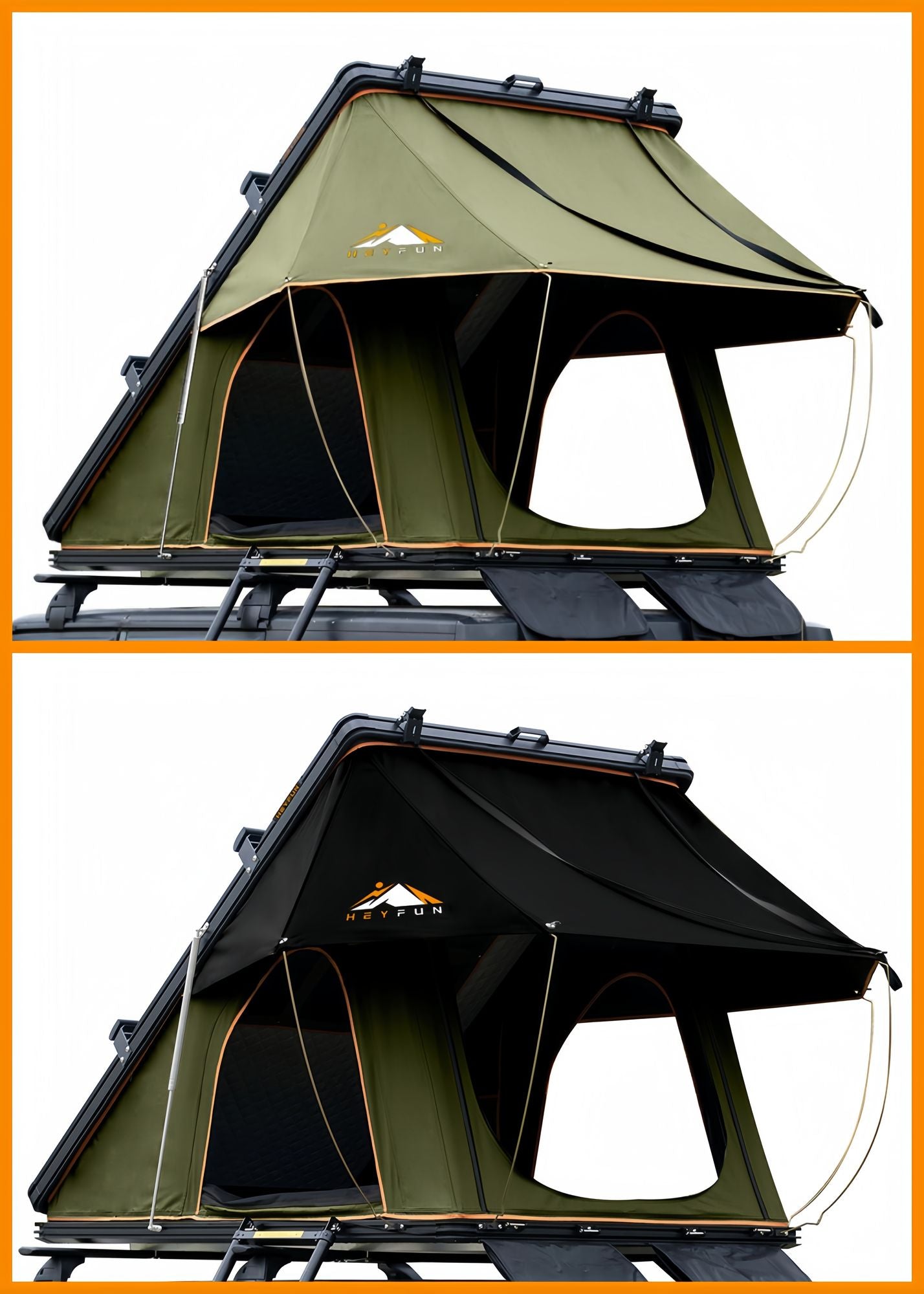 HEYFUN Adventurer Plus Hard Shell Roof Top Tent – 3-4 Person, 5-Second Setup, Side Awning & AC Outlet | 3 Colors