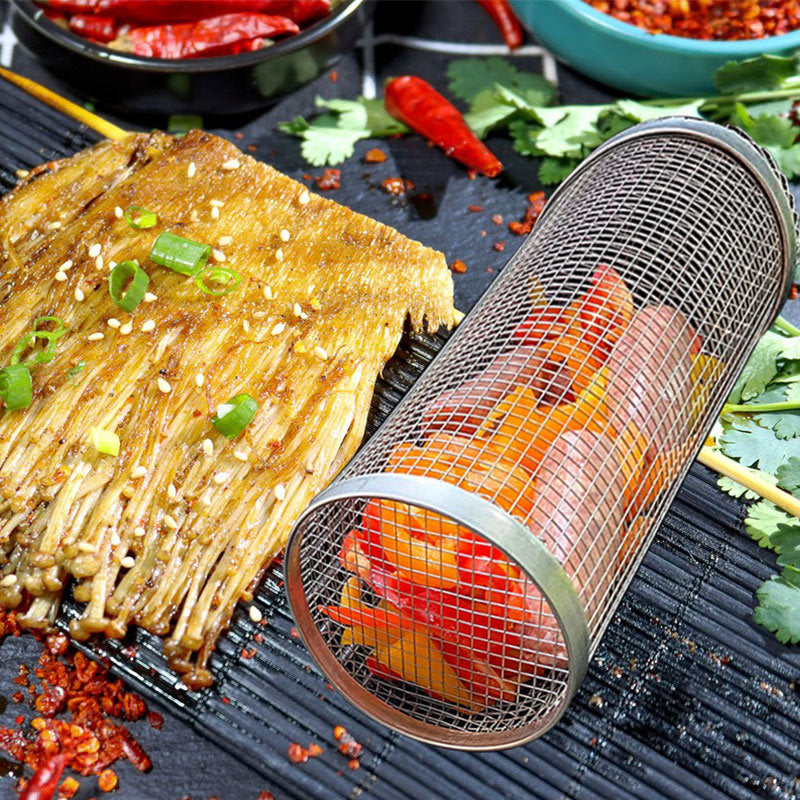Portable Metal BBQ Grilling Basket for Outdoor Camping