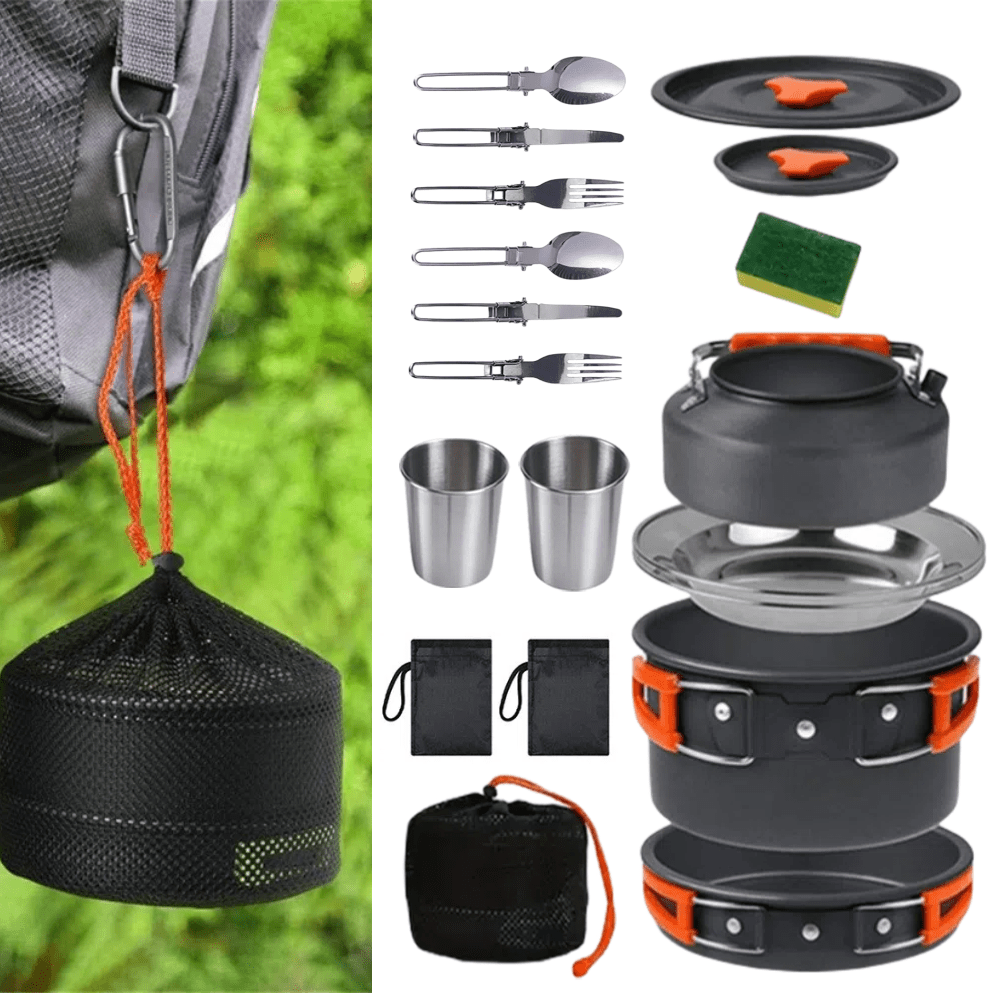 17-Piece Portable Non-Stick Aluminum Camping Cookware Set