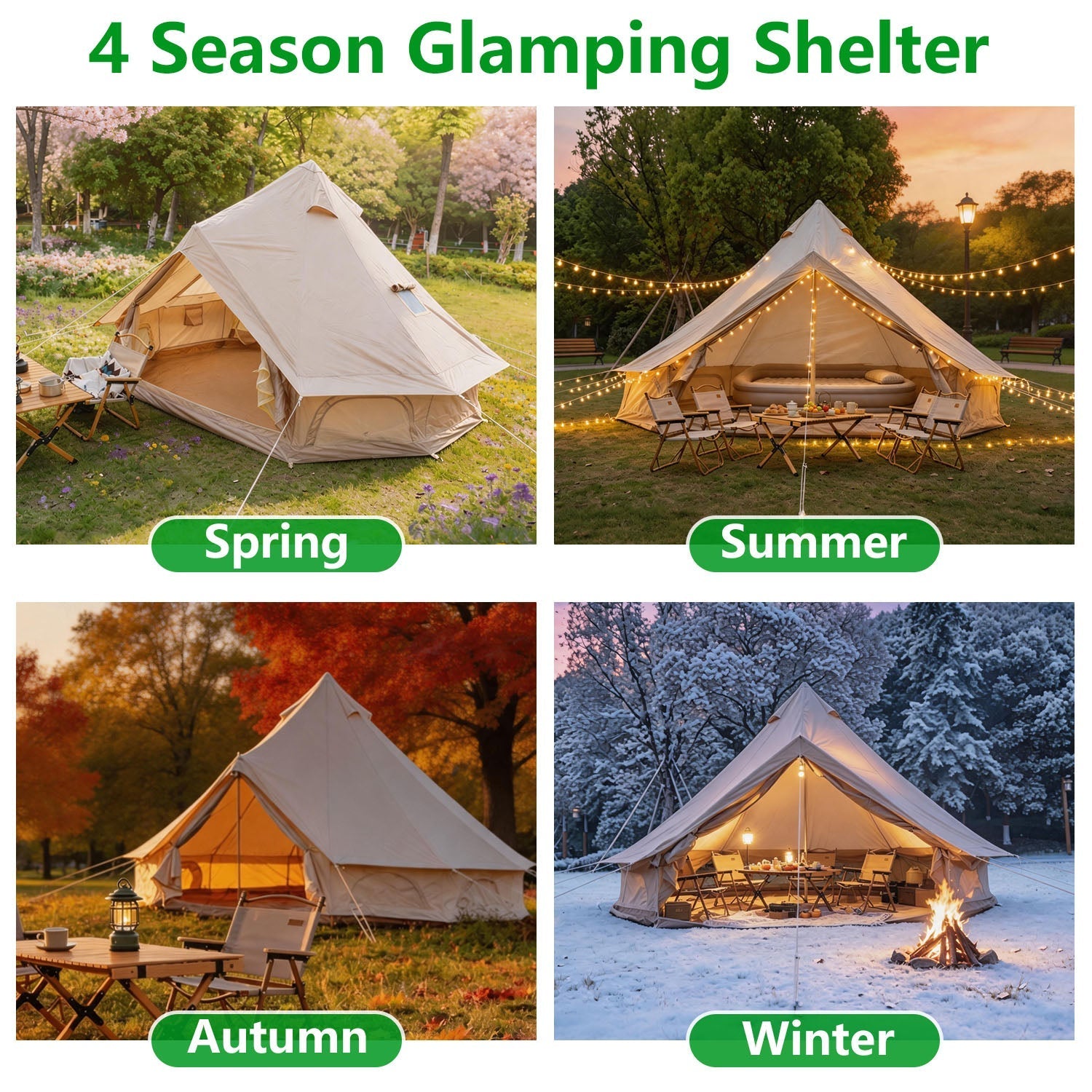 Oxford Bell Tent with Stove Jack – 4-Season Family Camping & Glamping Tent