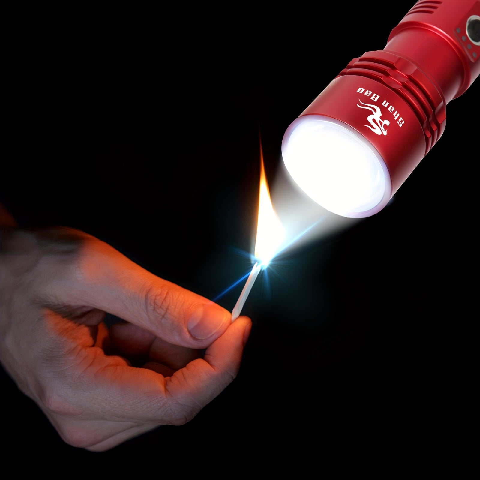 Shan Bao Red LED Flashlight – Rechargeable & Zoomable, 5000mAh