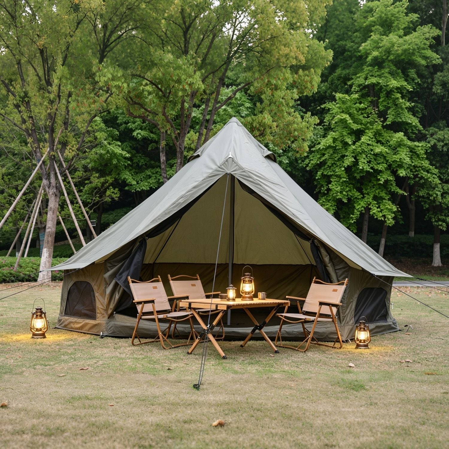 Oxford Bell Tent with Stove Jack – 4-Season Family Camping & Glamping Tent