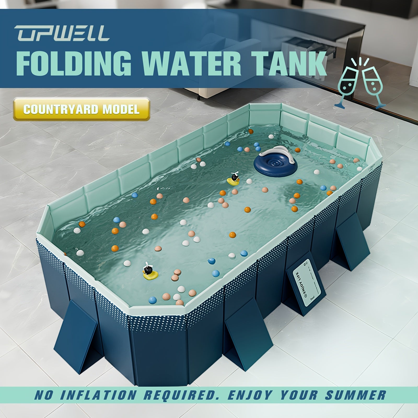 UPWELL Foldable Swimming Pool – No Inflation, Outdoor Water Fun