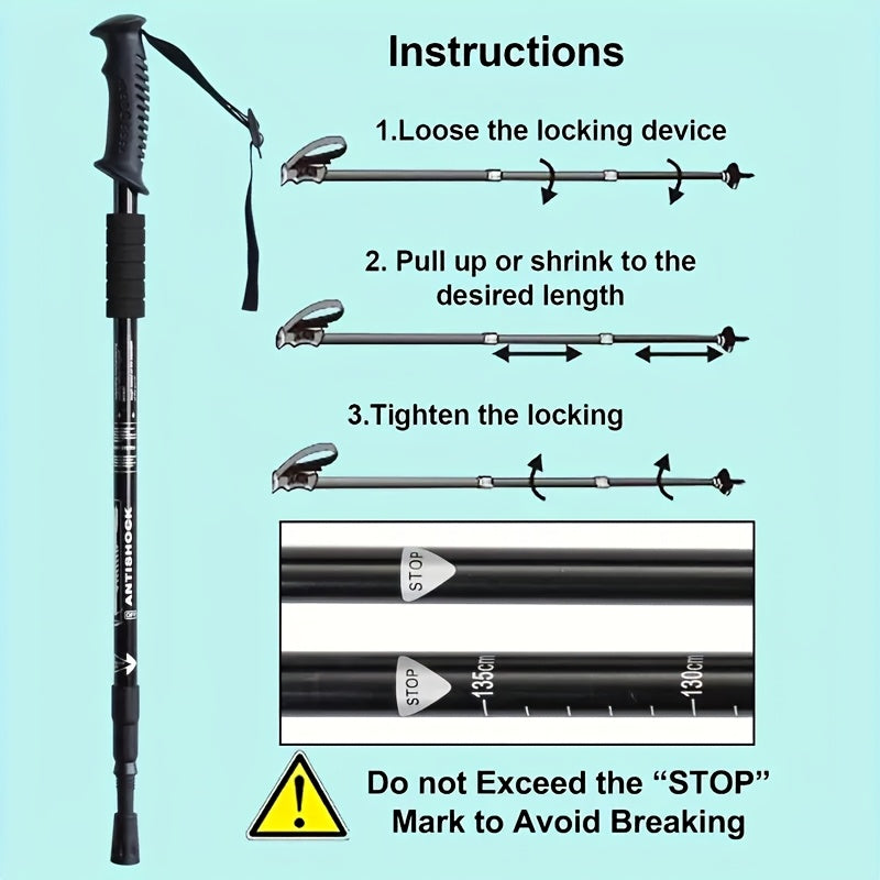 Adjustable Hiking Poles – 2pcs Aluminum Alloy Trekking Sticks