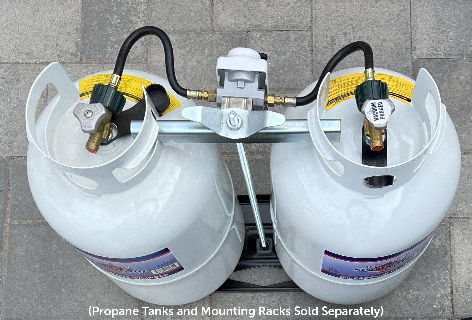 Flame King 2 Stage Auto Propane Gas Regulator with Pls Cover & Long Mount Bracket & 2-12" Pigtails