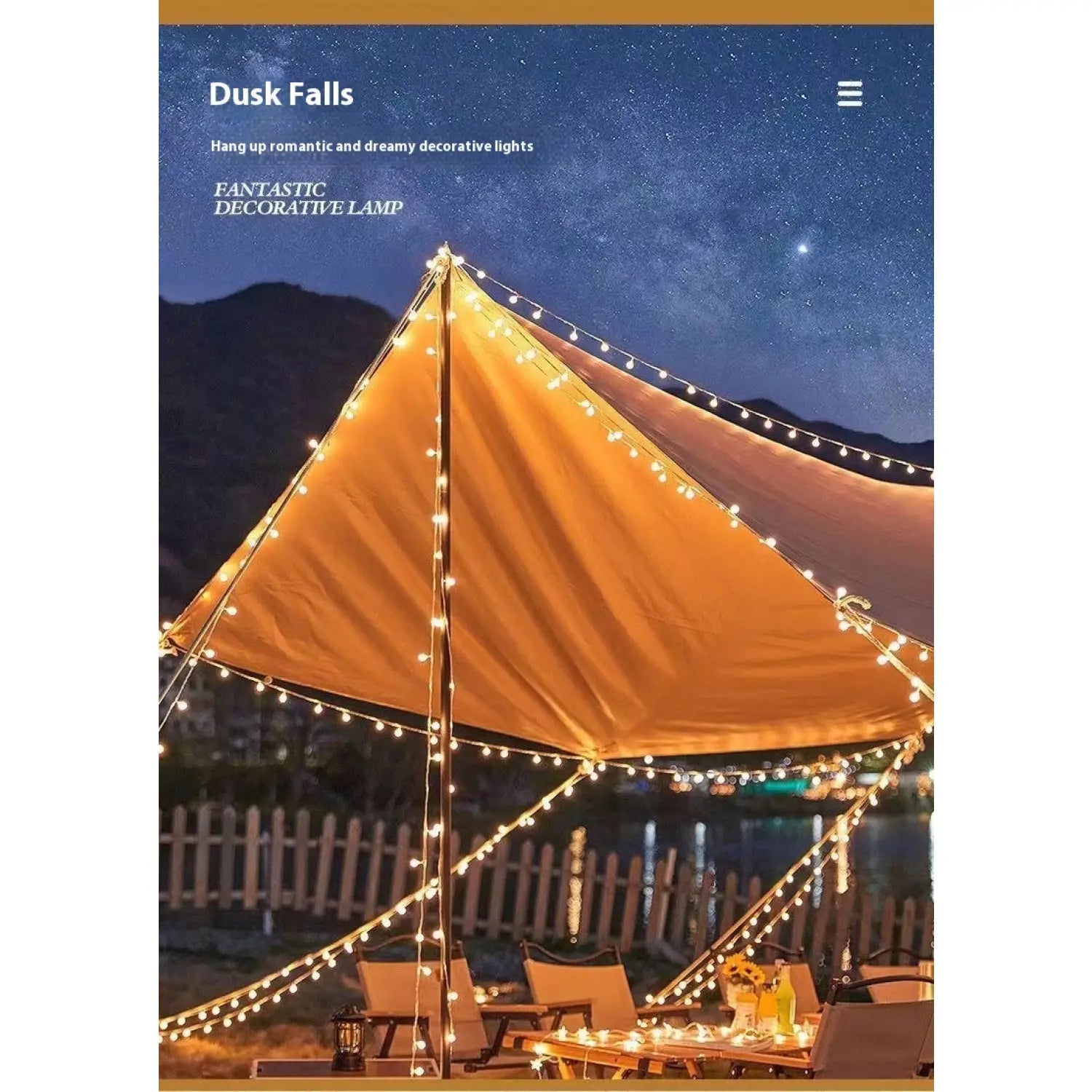 LED String Lights for Outdoor Camping Ambience and Cozy Atmosphere