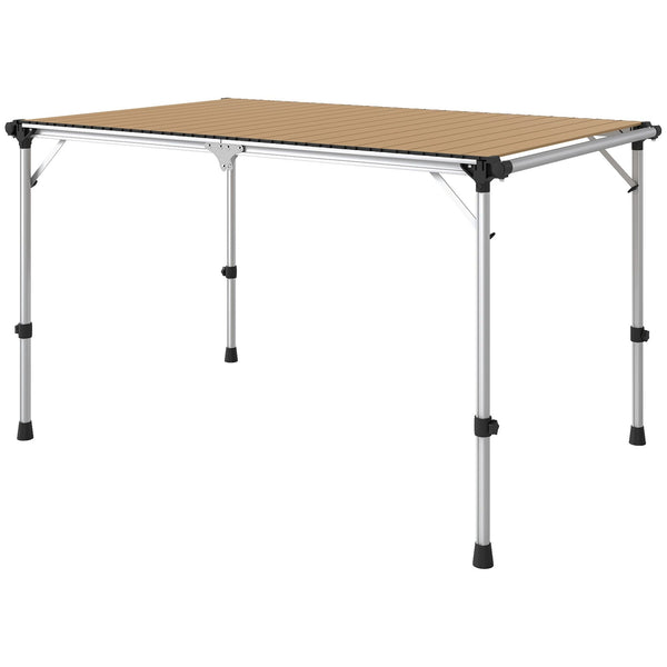 Outsunny Folding Camping Table, Adjustable Height Aluminum Table, Portable Camping Table for Picnic, Beach, BBQ