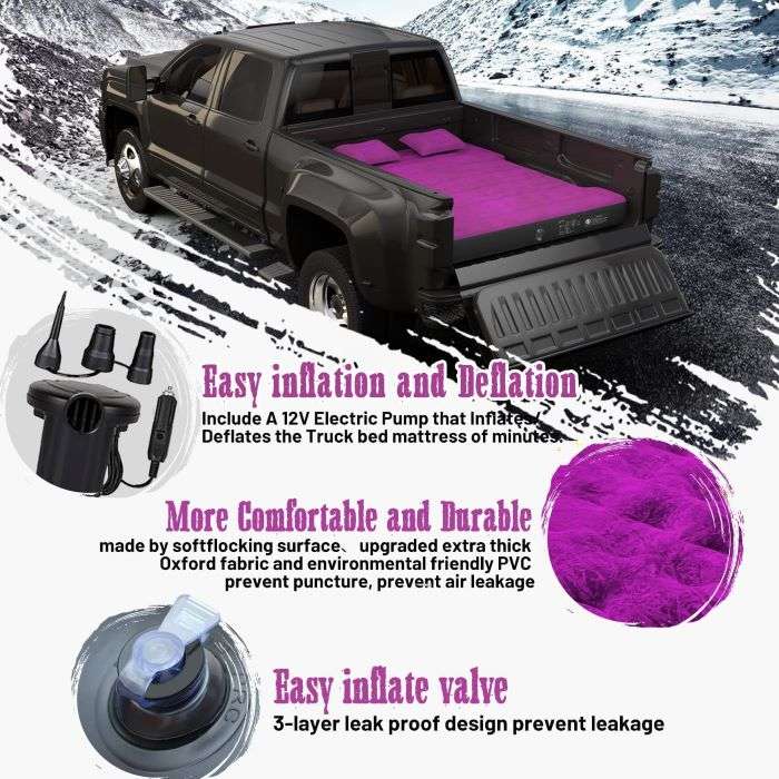 DikaSun Truck Bed Air Mattress – Fits 5.5 to 6.5 ft Beds | Blue