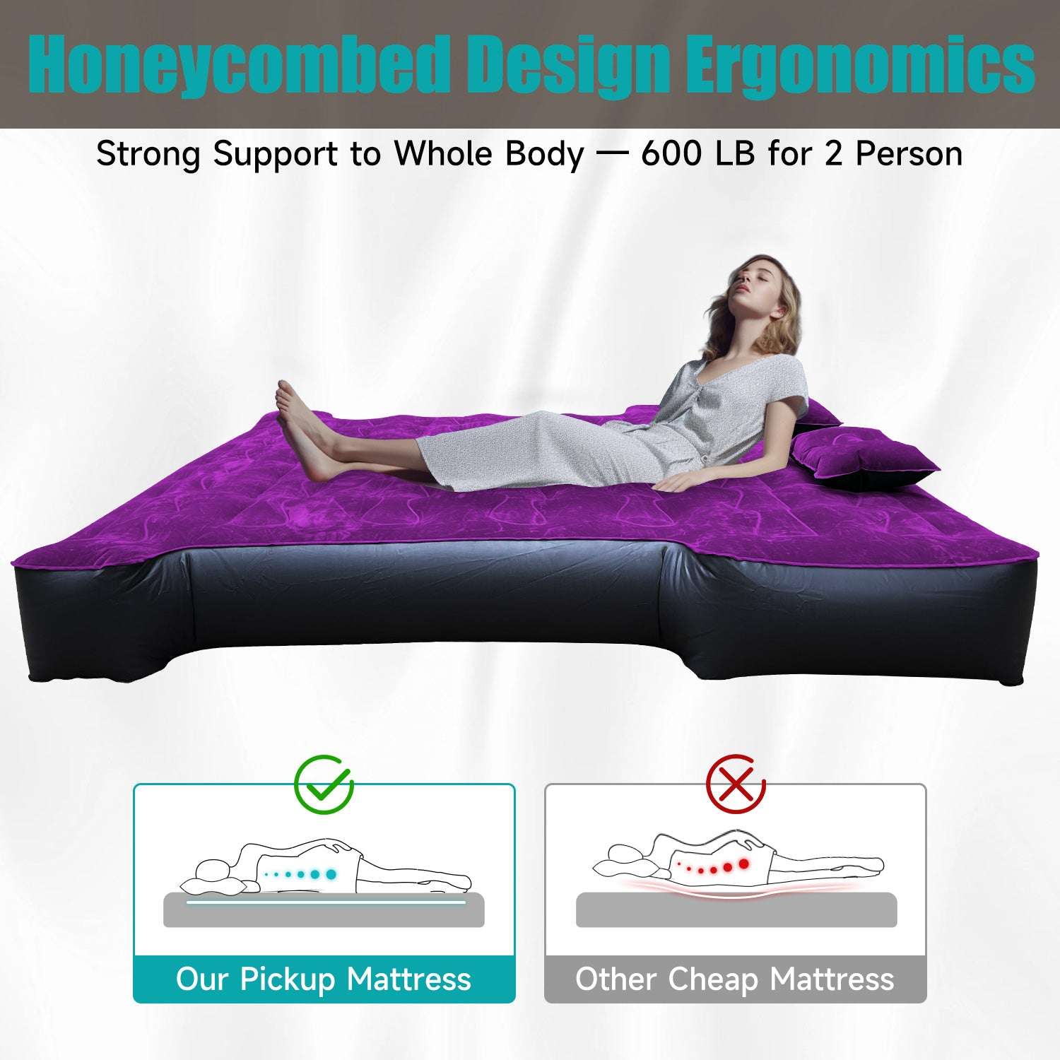 DikaSun Truck Bed Air Mattress – Fits 5.5 to 6.5 ft Beds | Blue