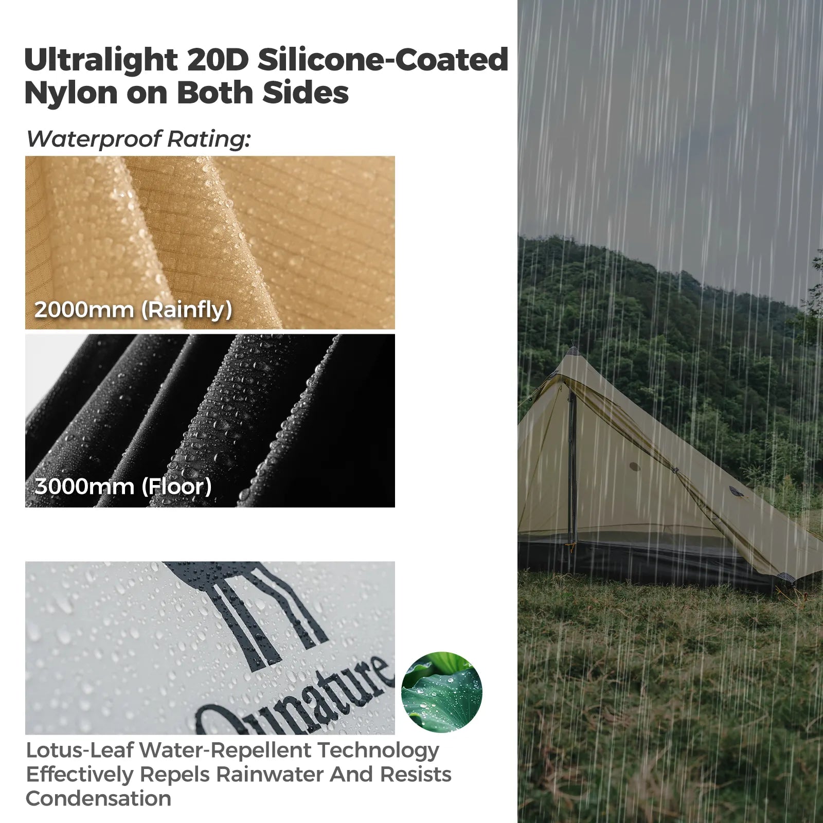 Ultralight Rodless Camping Tent – Rainproof, Easy Setup