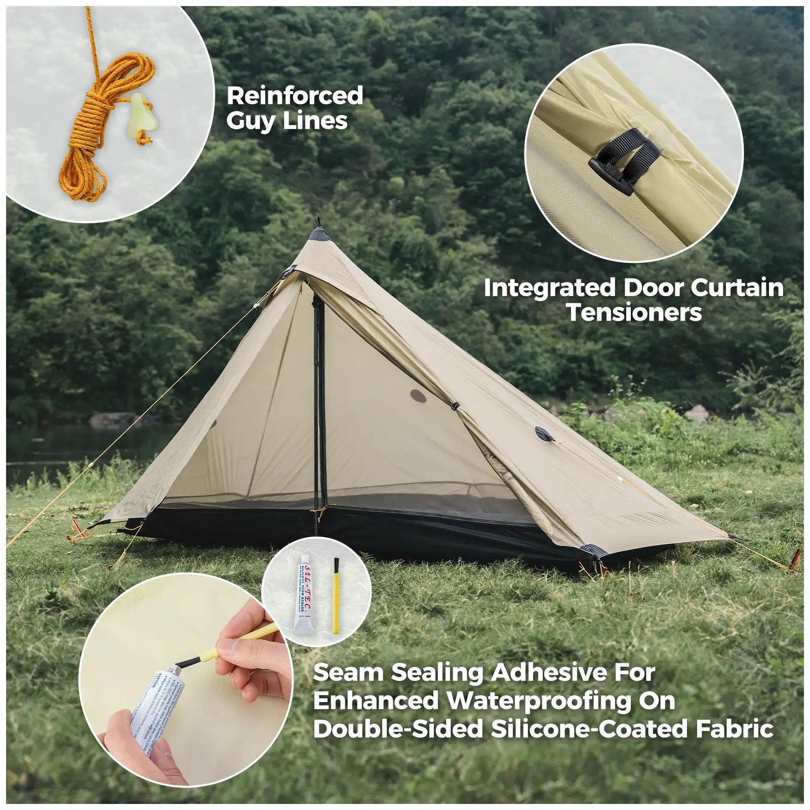 Ultralight Rodless Camping Tent – Rainproof, Easy Setup