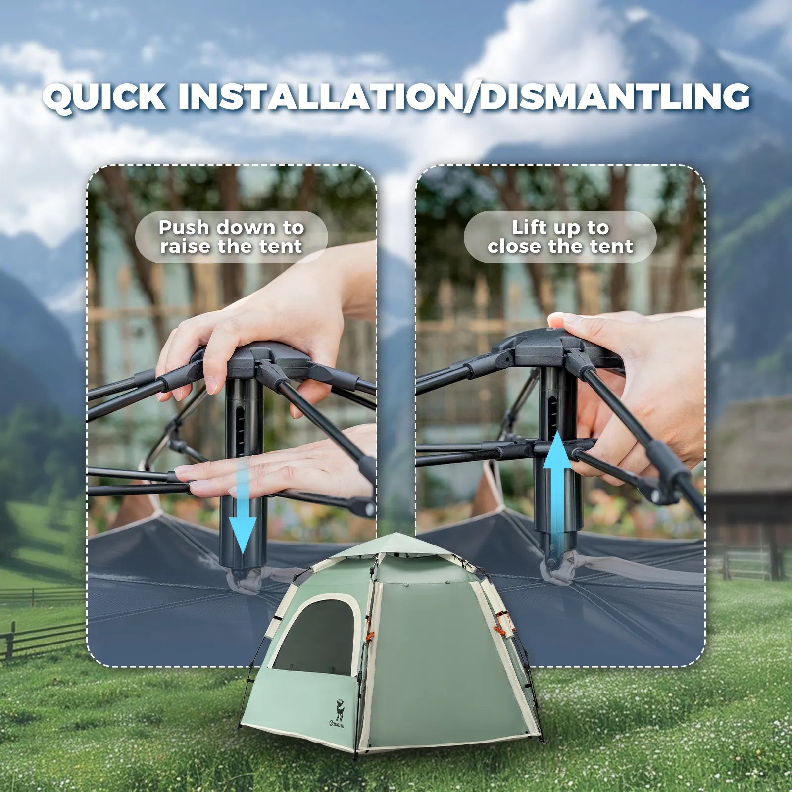 Quick Setup Hexagonal Camping Tent — UPF50+ Waterproof, 2–4 Person
