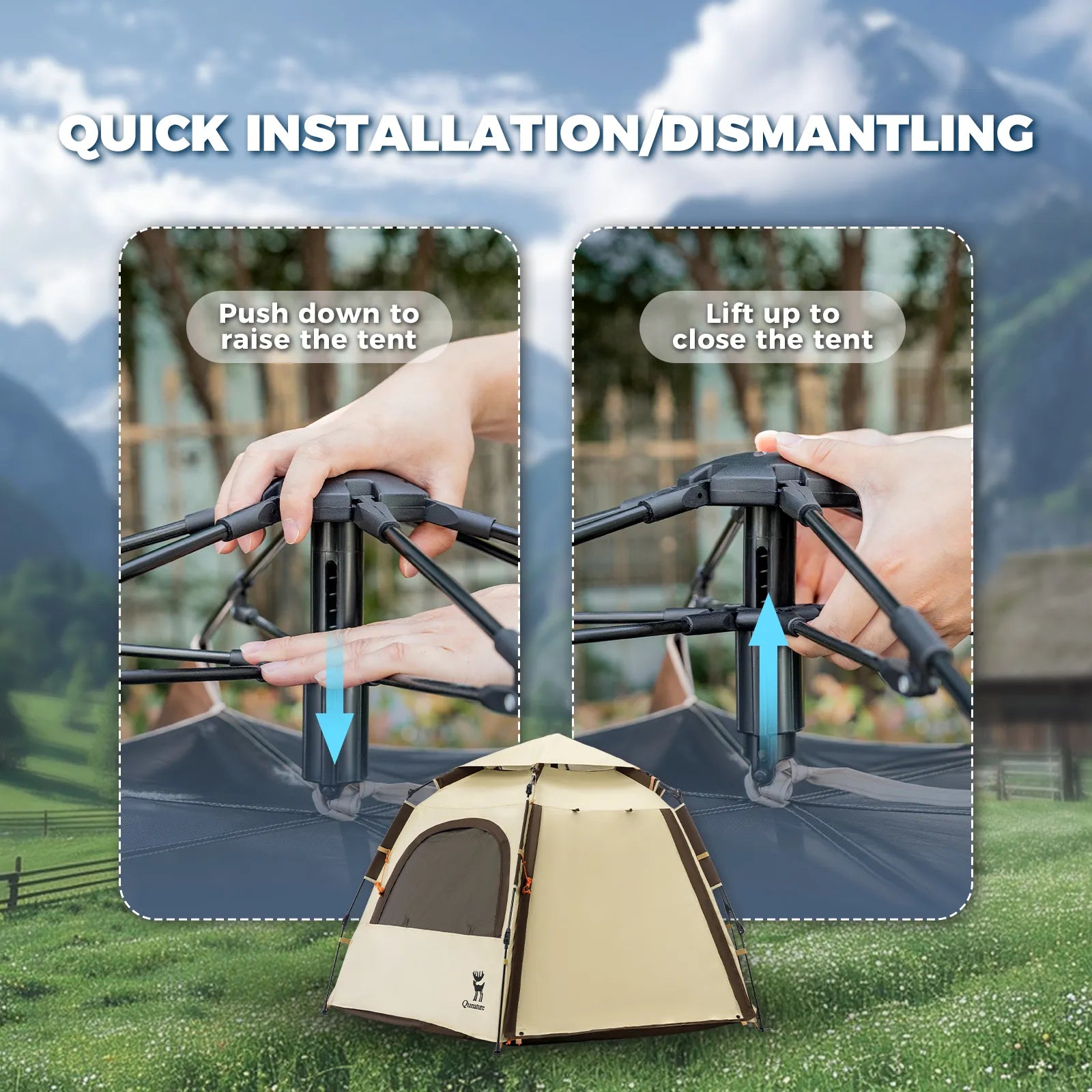 Quick Setup Hexagonal Camping Tent — UPF50+ Waterproof, 2–4 Person