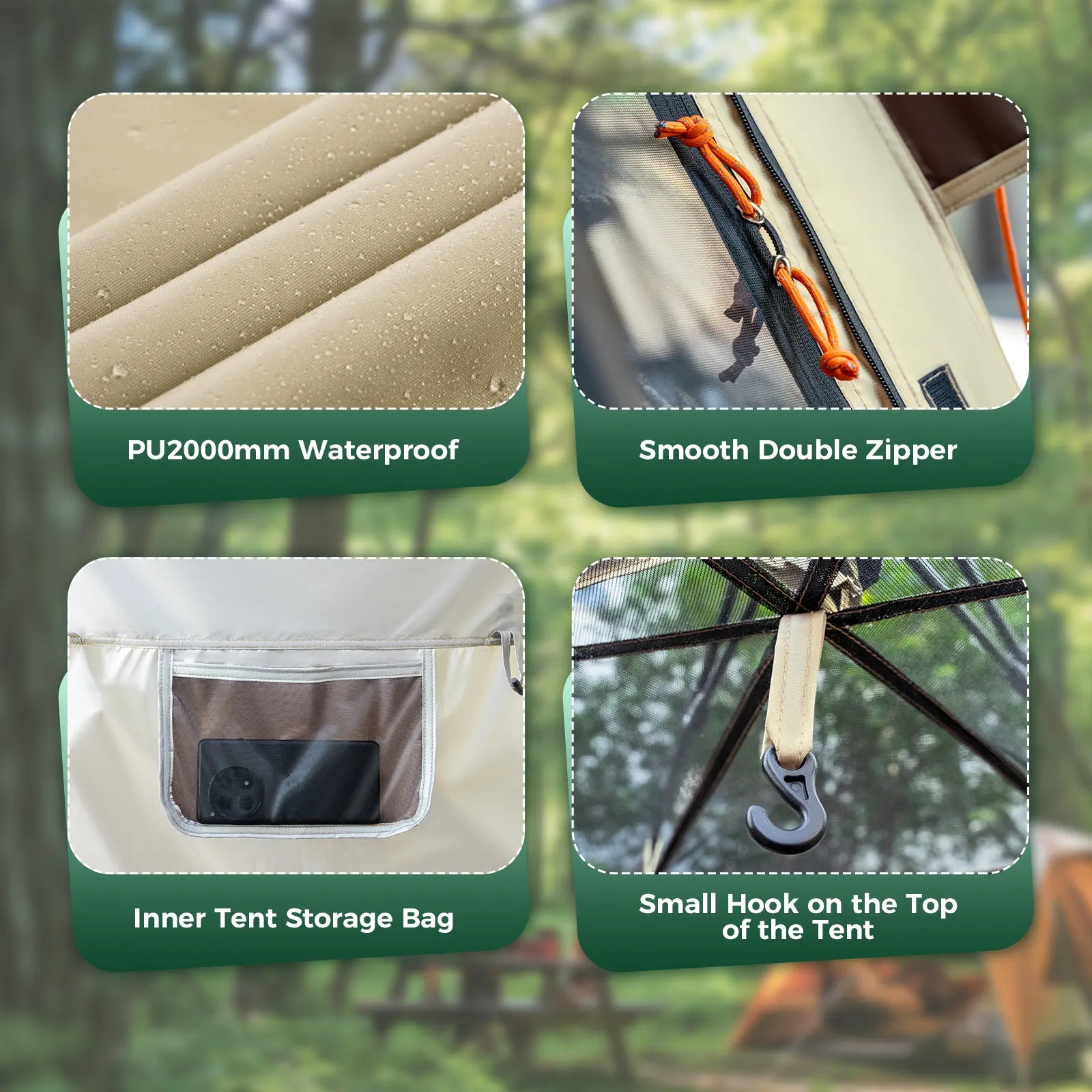Quick Setup Hexagonal Camping Tent — UPF50+ Waterproof, 2–4 Person