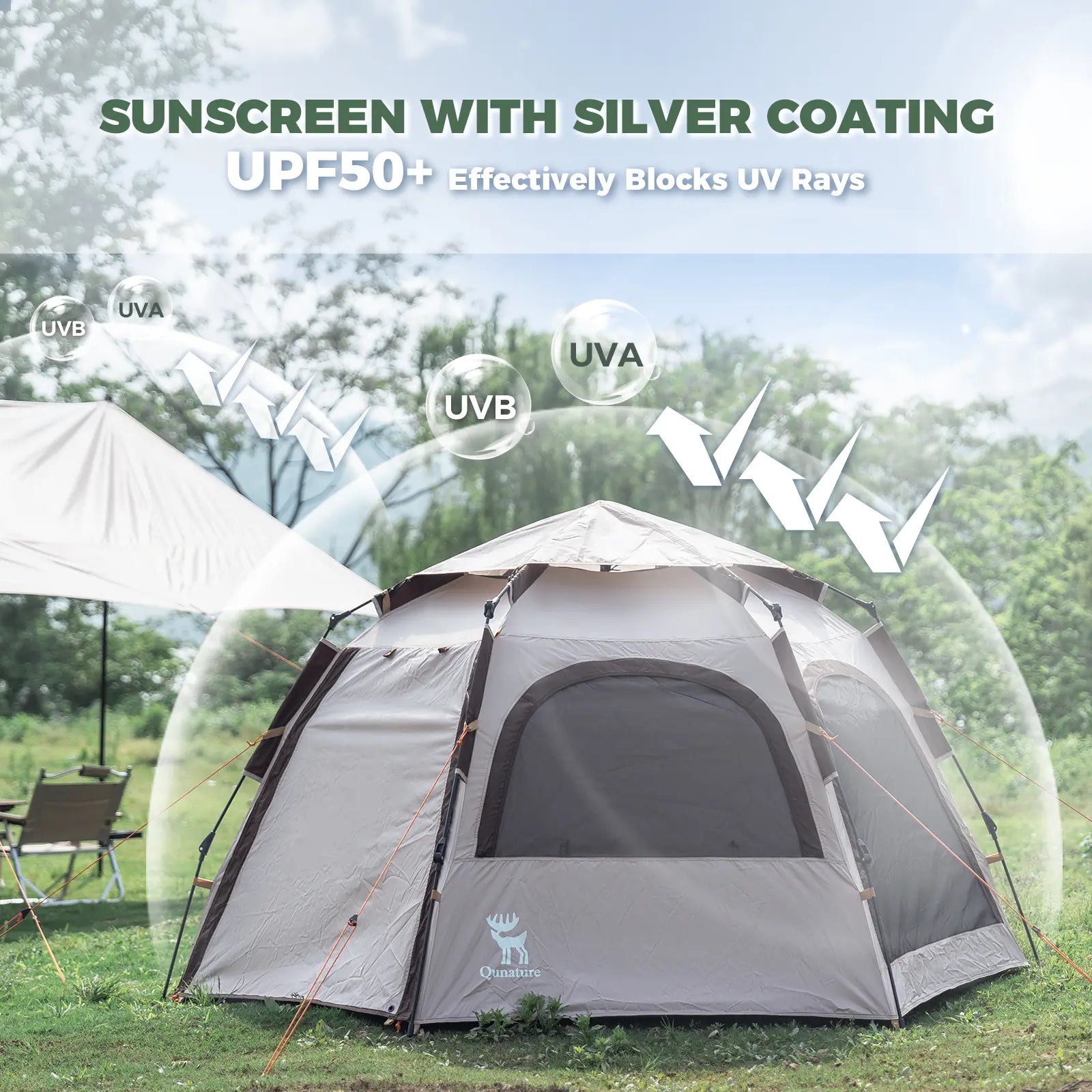 Quick Setup Hexagonal Camping Tent — UPF50+ Waterproof, 2–4 Person