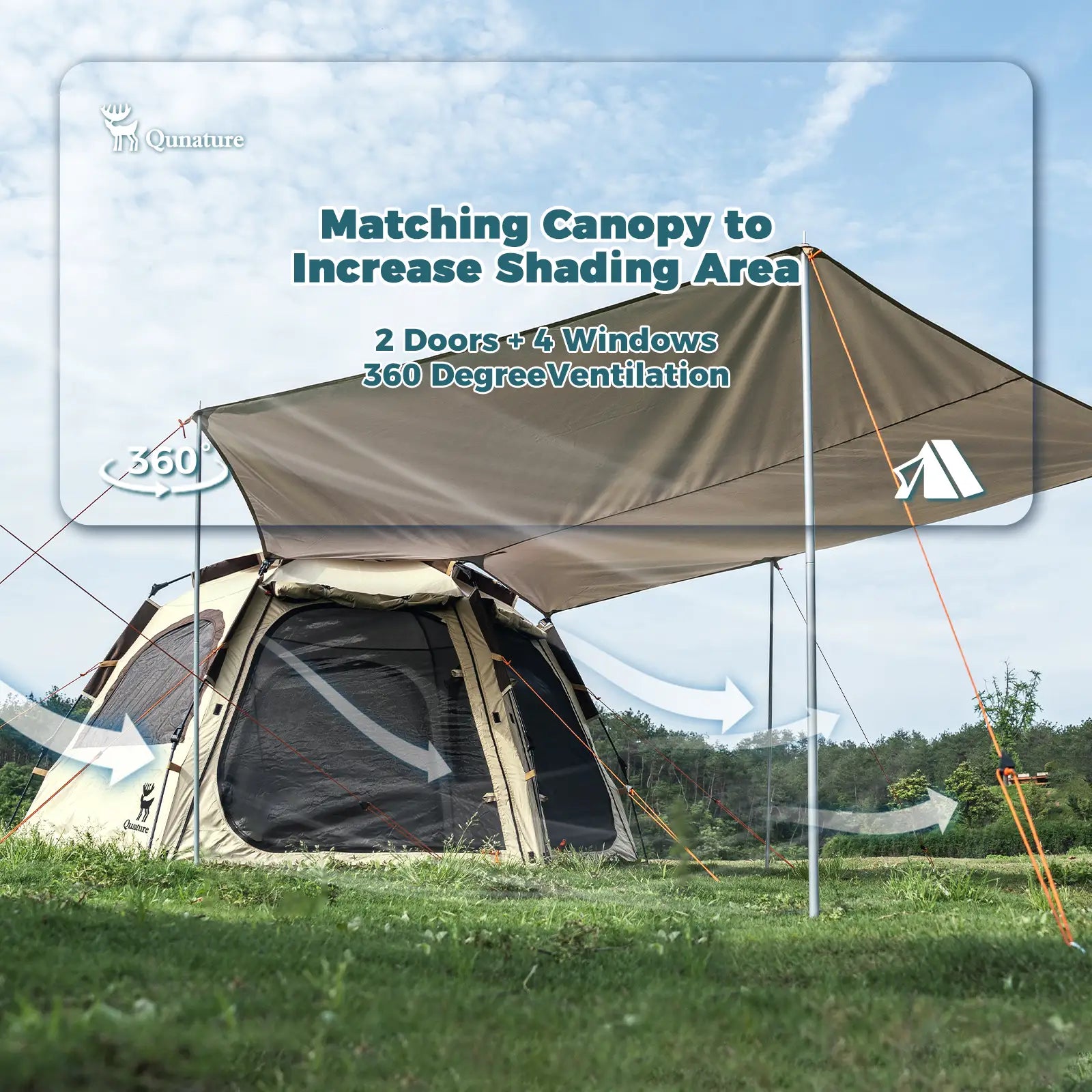 Quick Setup Hexagonal Camping Tent — UPF50+ Waterproof, 2–4 Person