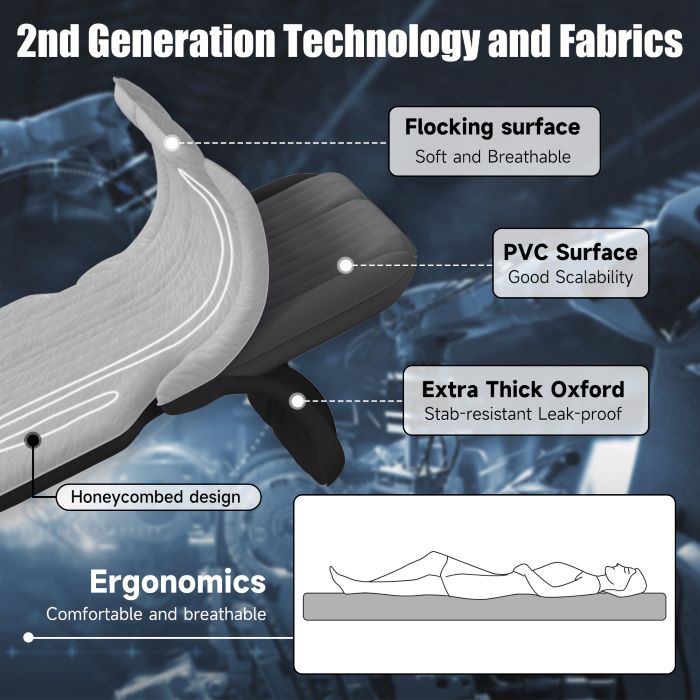 DikaSun Universal SUV Air Mattress – Extra-Thick Flocking, 4-Chamber Design | Grey